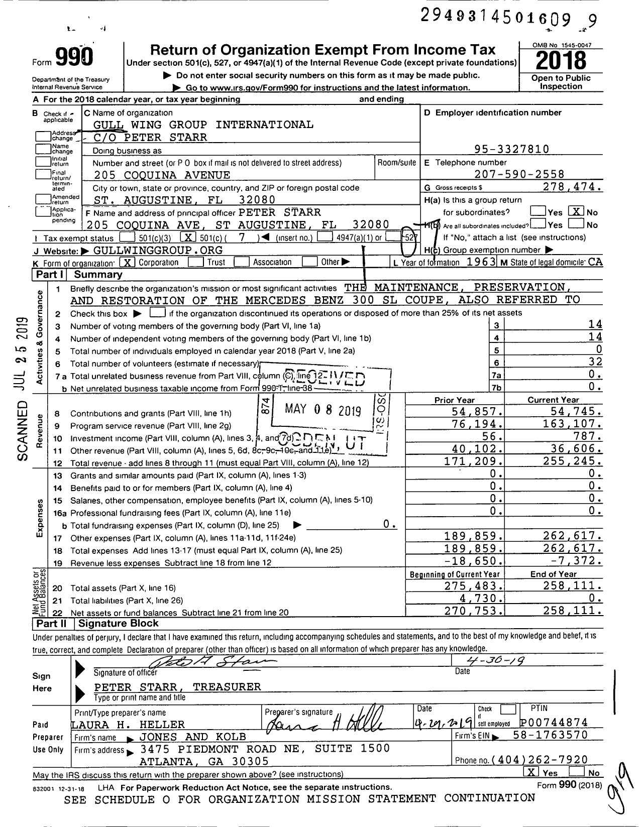 Image of first page of 2018 Form 990O for Gull Wing Group International