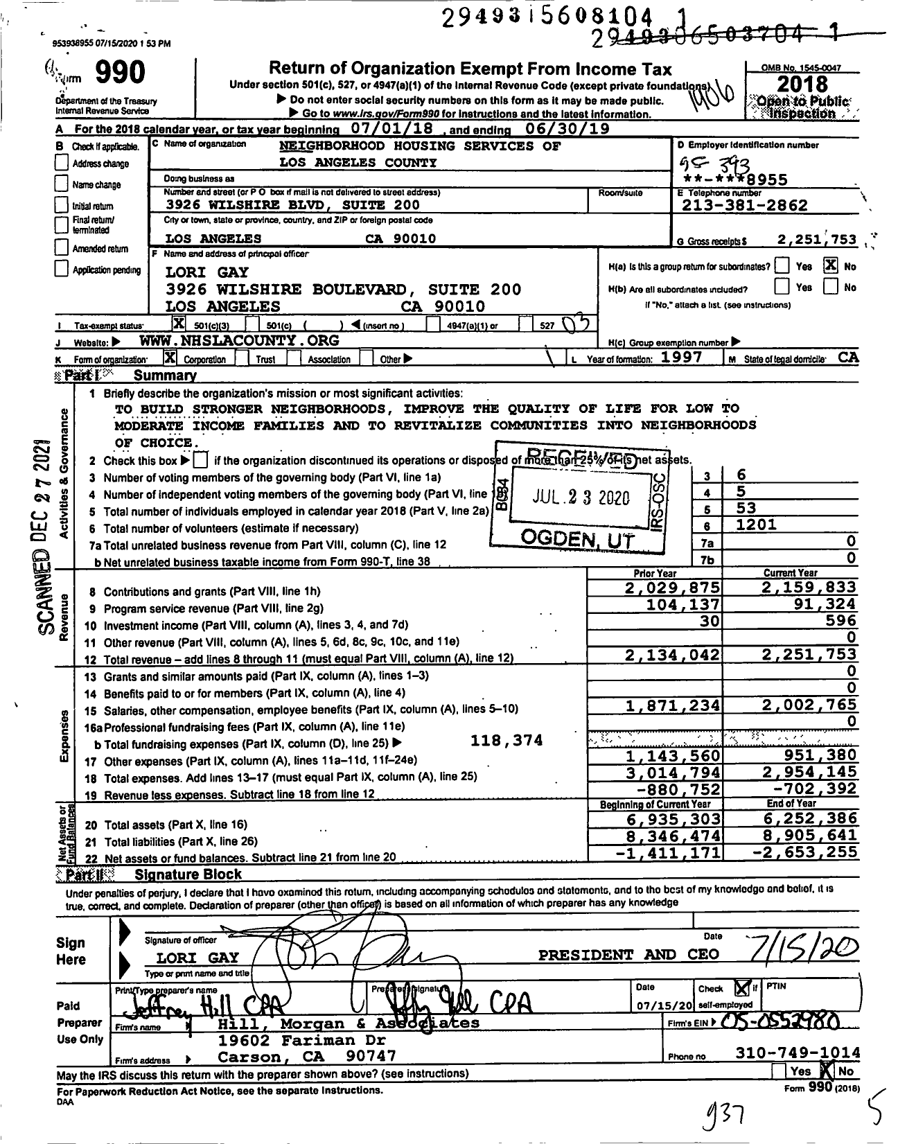Image of first page of 2018 Form 990 for Neighborhood Housing Services of Los Angeles