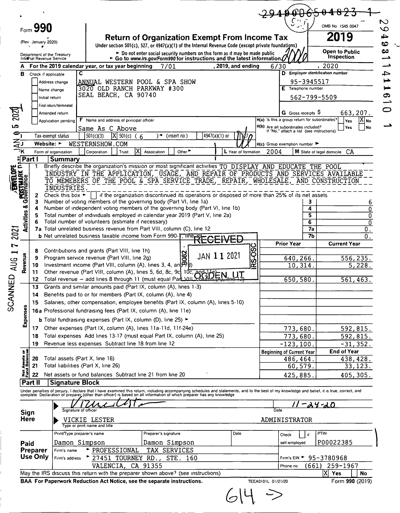 Image of first page of 2019 Form 990O for Annual Western Pool and Spa Show