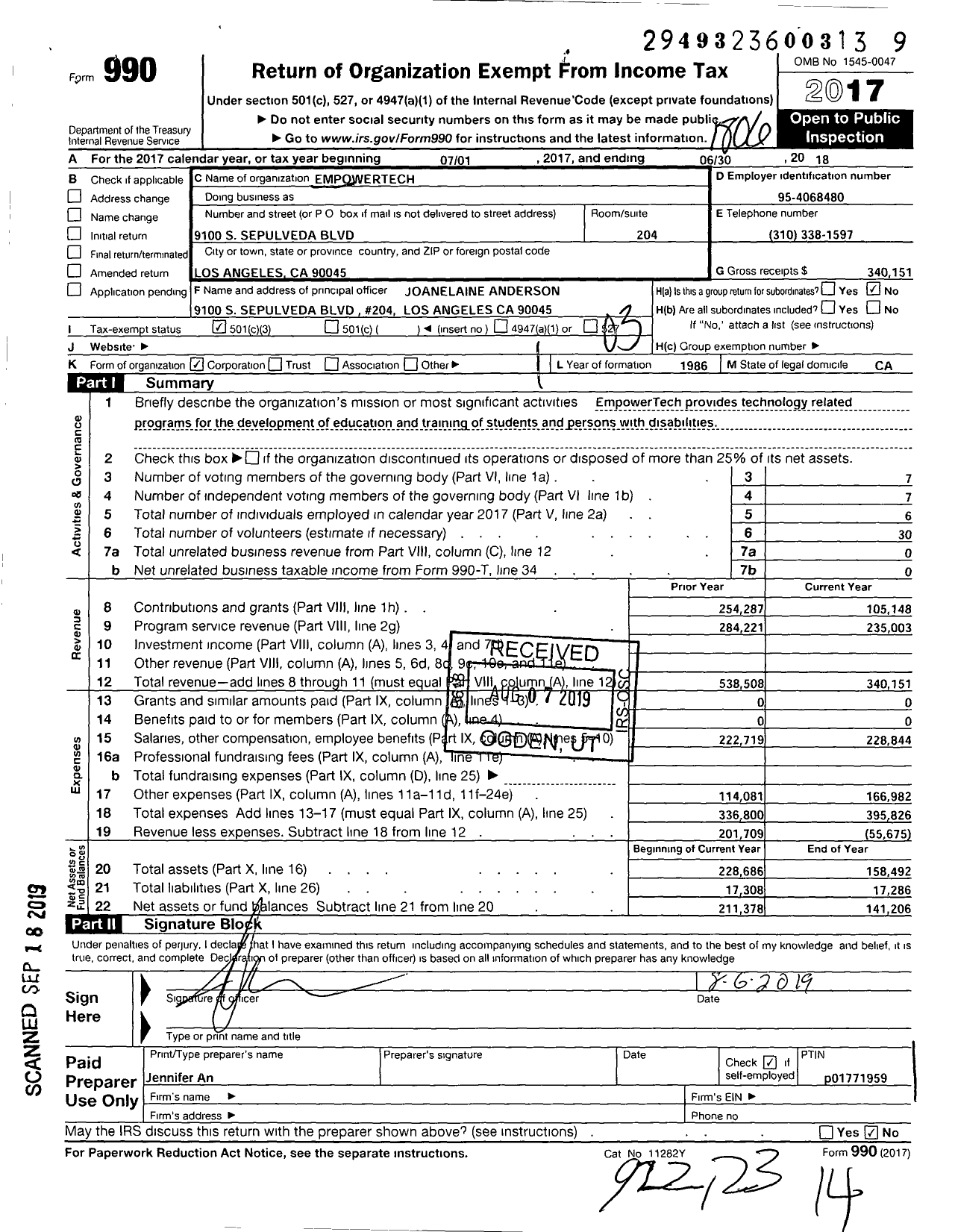 Image of first page of 2017 Form 990 for EmpowerTech