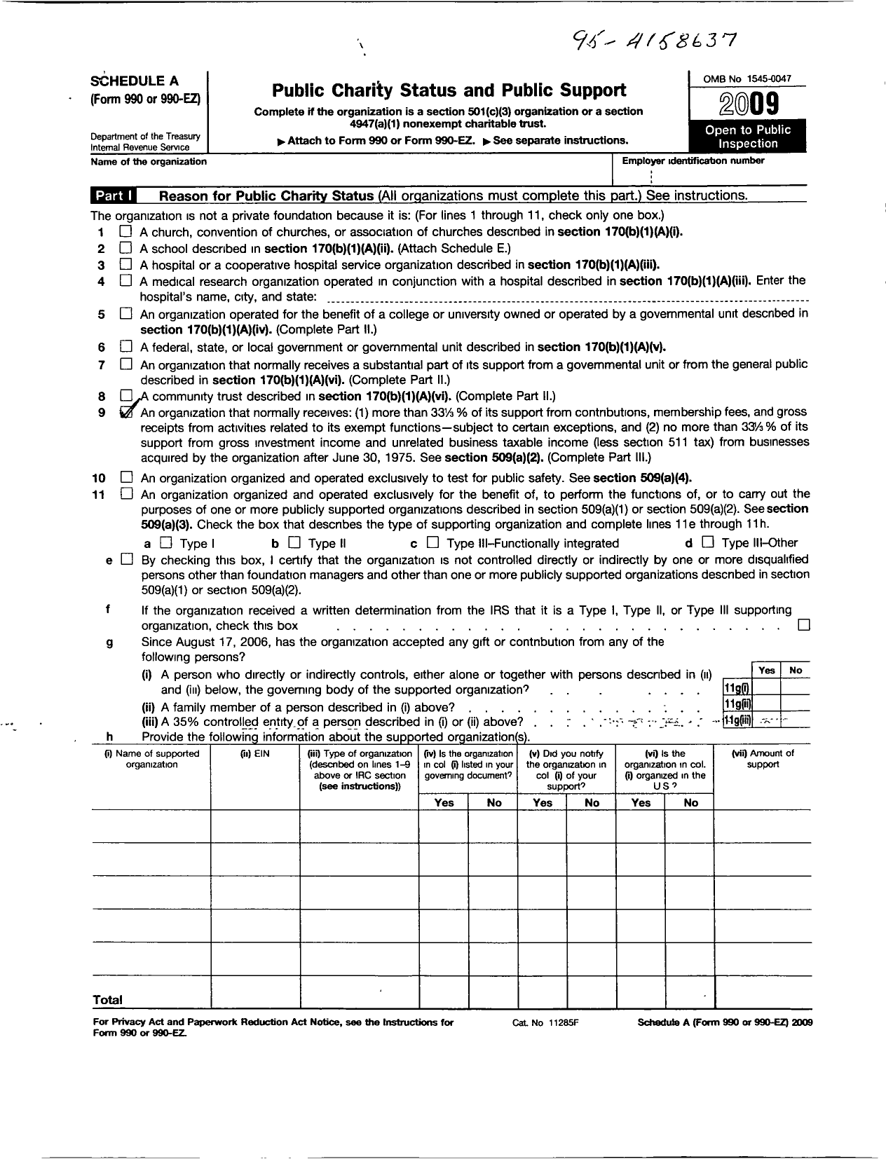 Image of first page of 2009 Form 990ER for Canoga Owensmouth Historical Society