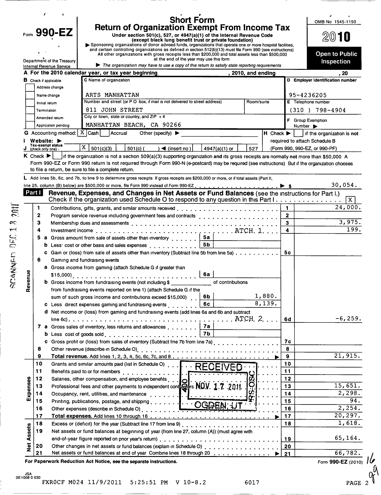 Image of first page of 2010 Form 990EZ for Time 4 Art