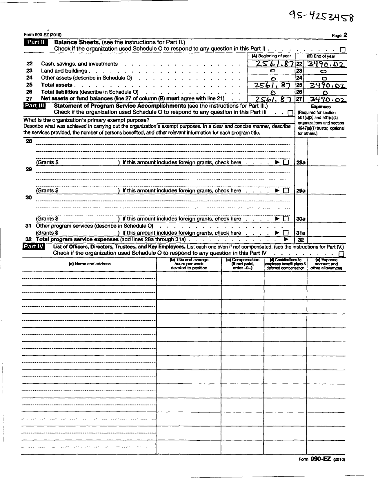 Image of first page of 2010 Form 990ER for Southern California Conference of Community Churches