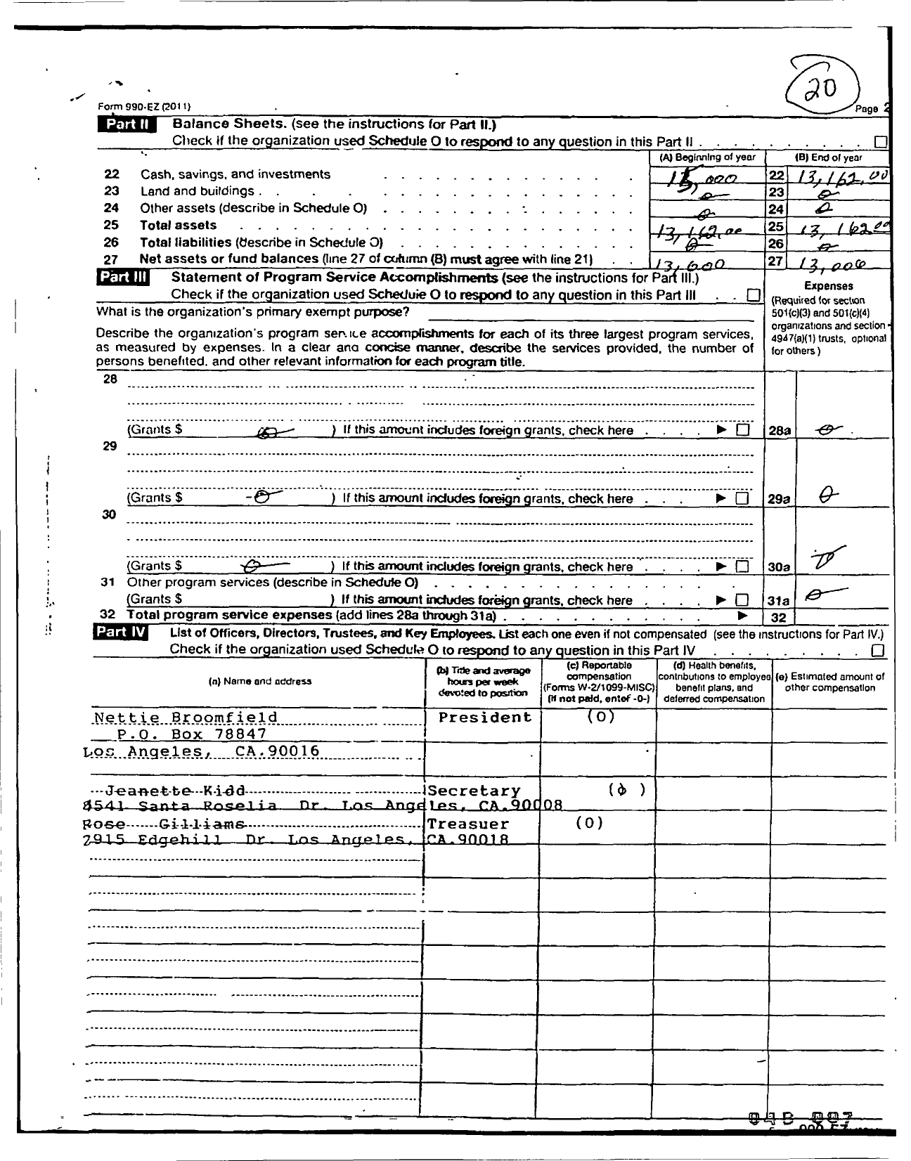 Image of first page of 2011 Form 990ER for Nettie Broomfield Ministries