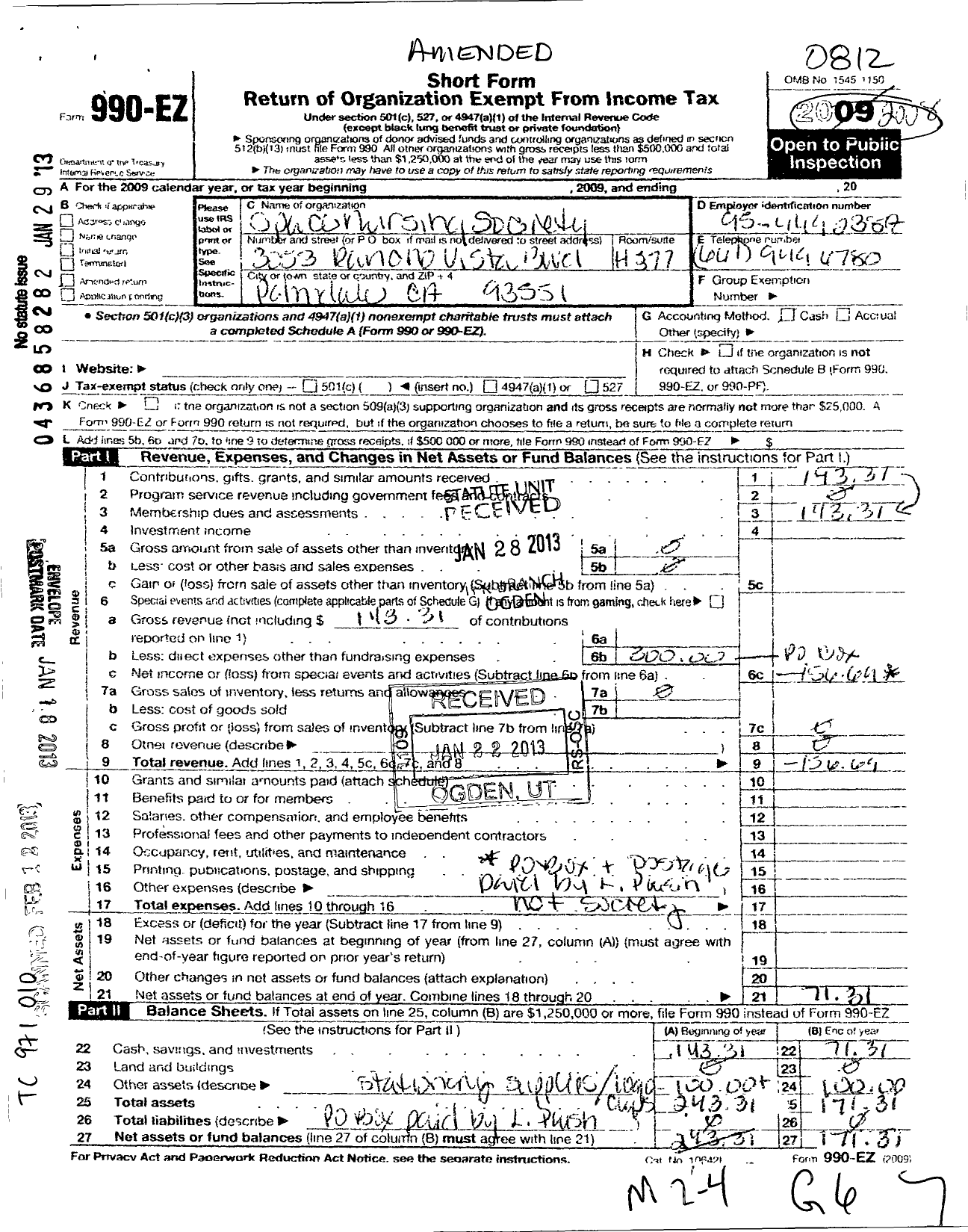 Image of first page of 2008 Form 990EO for National Space Society / Space Nursing Society