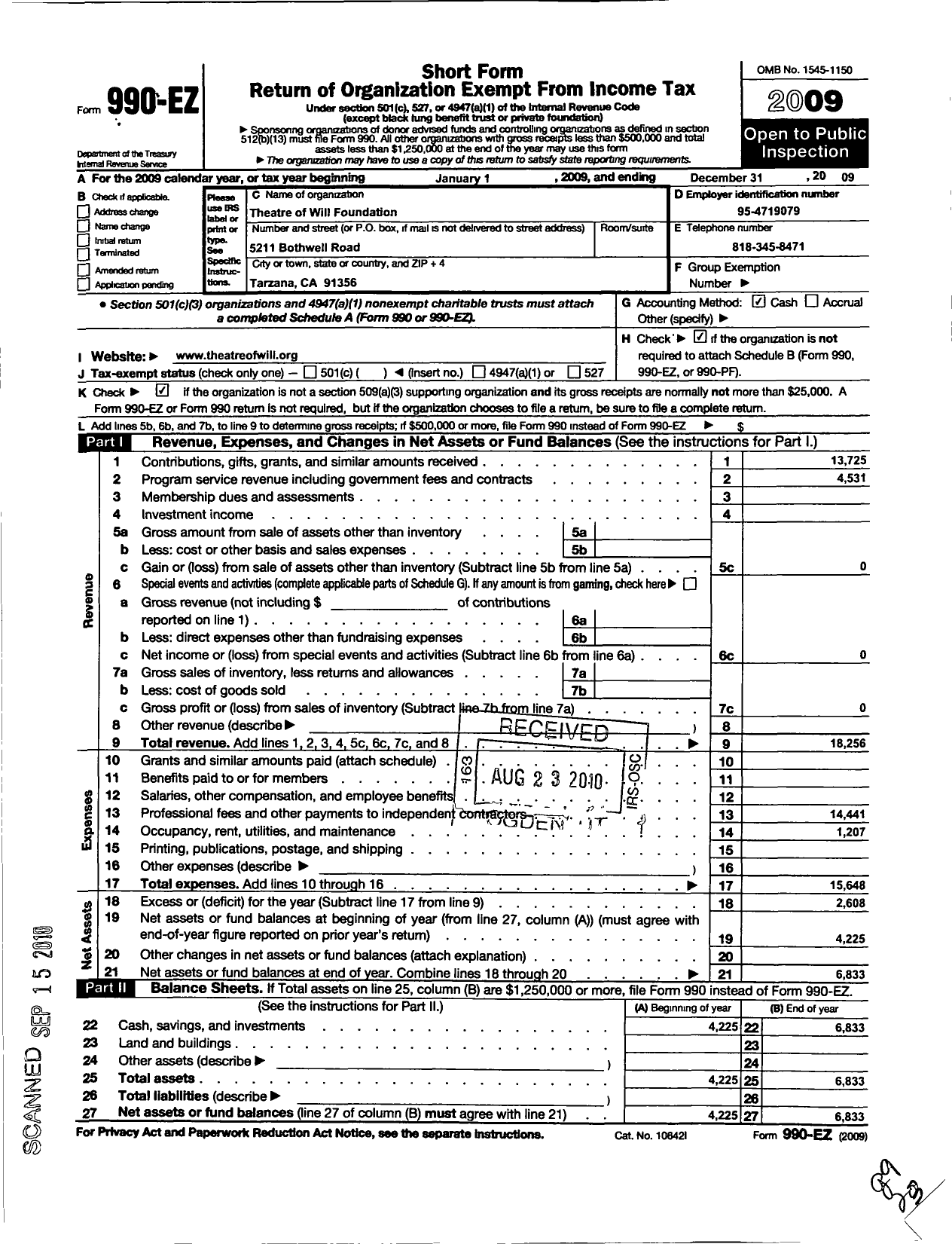 Image of first page of 2009 Form 990EO for Pathways To A Better Future A Ca Not for Profit Corporation