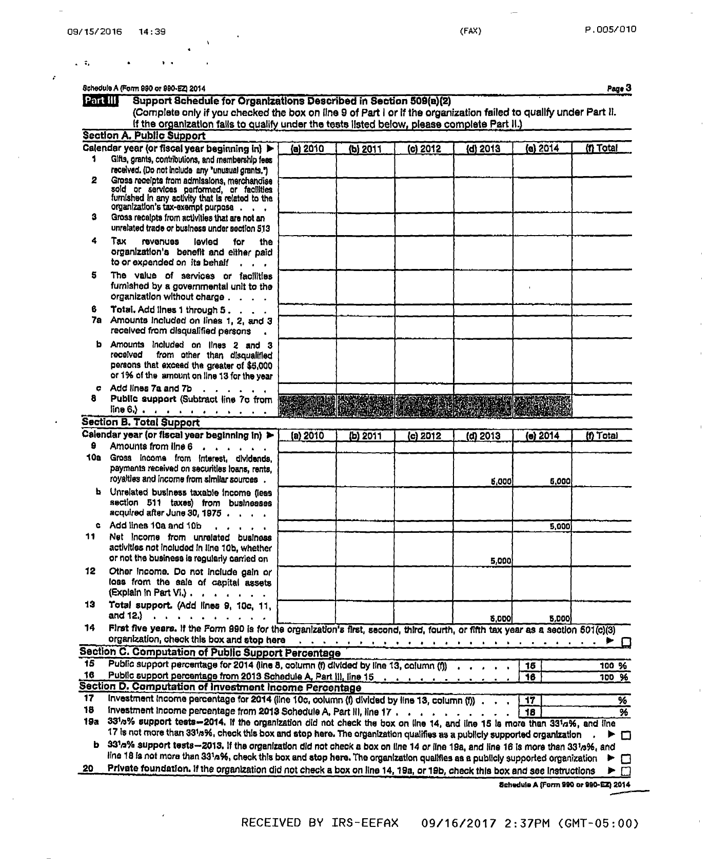 Image of first page of 2014 Form 990ER for Rose Breast Cancer Society