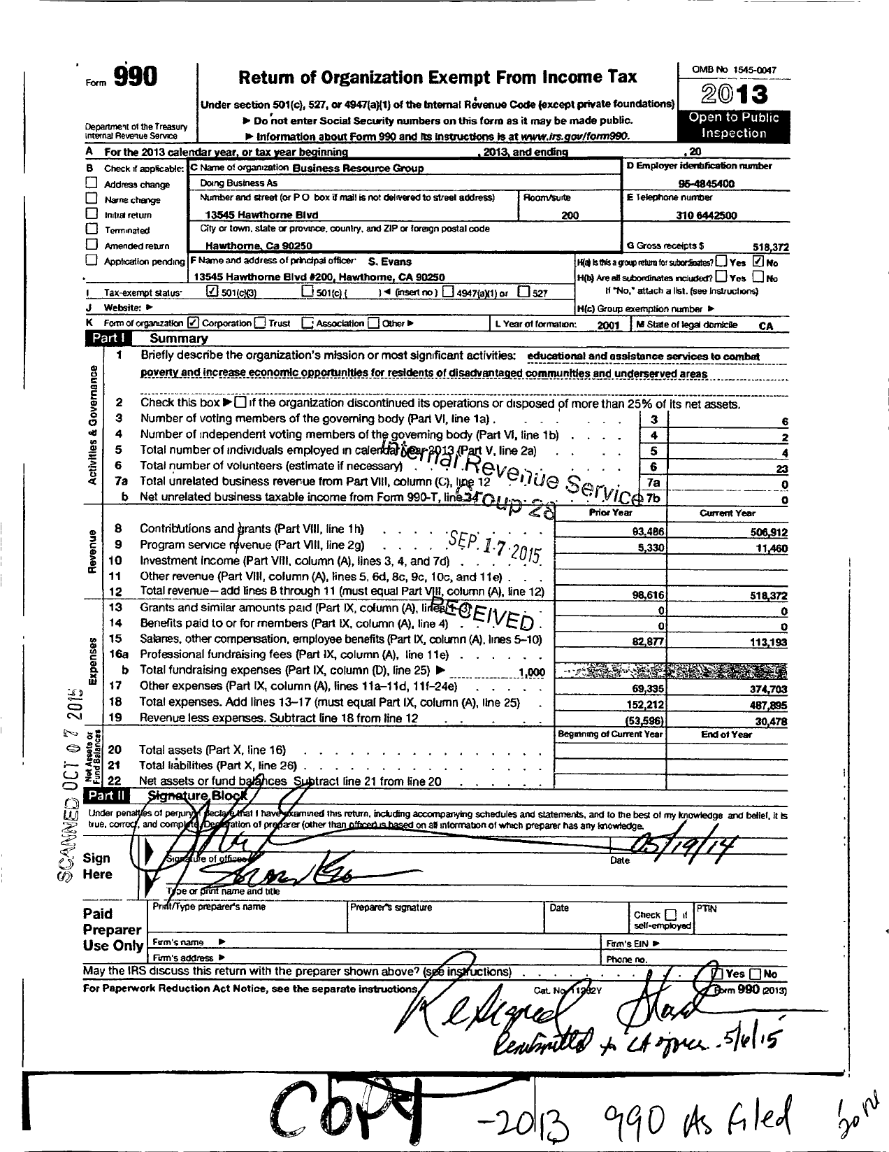 Image of first page of 2013 Form 990 for Business Resource Group