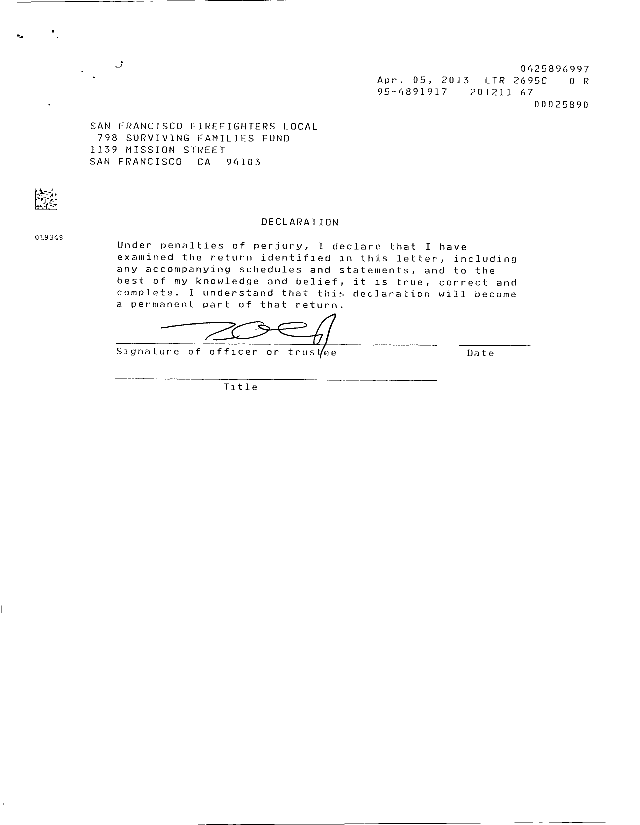 Image of first page of 2011 Form 990ER for San Francisco Fire Fighters Local 798 Surviving Families Fund