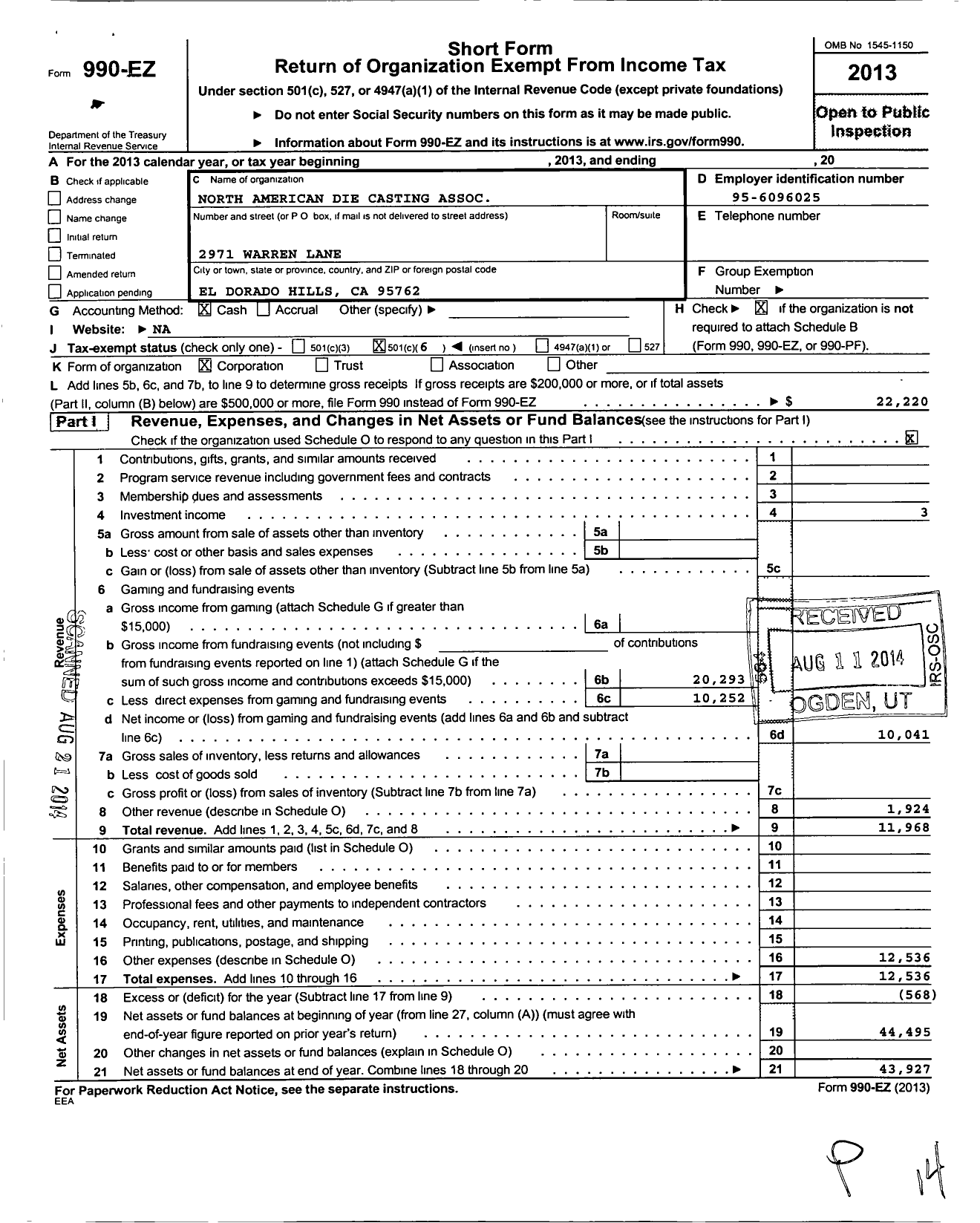 Image of first page of 2013 Form 990EO for Nadca Chapter 30