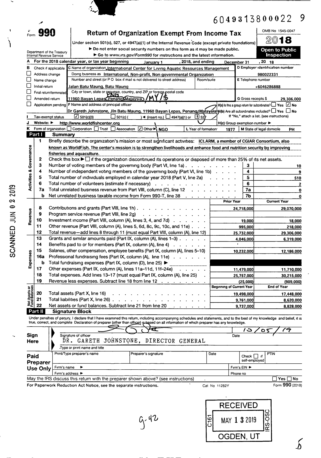 Image of first page of 2018 Form 990 for International Non-profit and Non governmental Organization