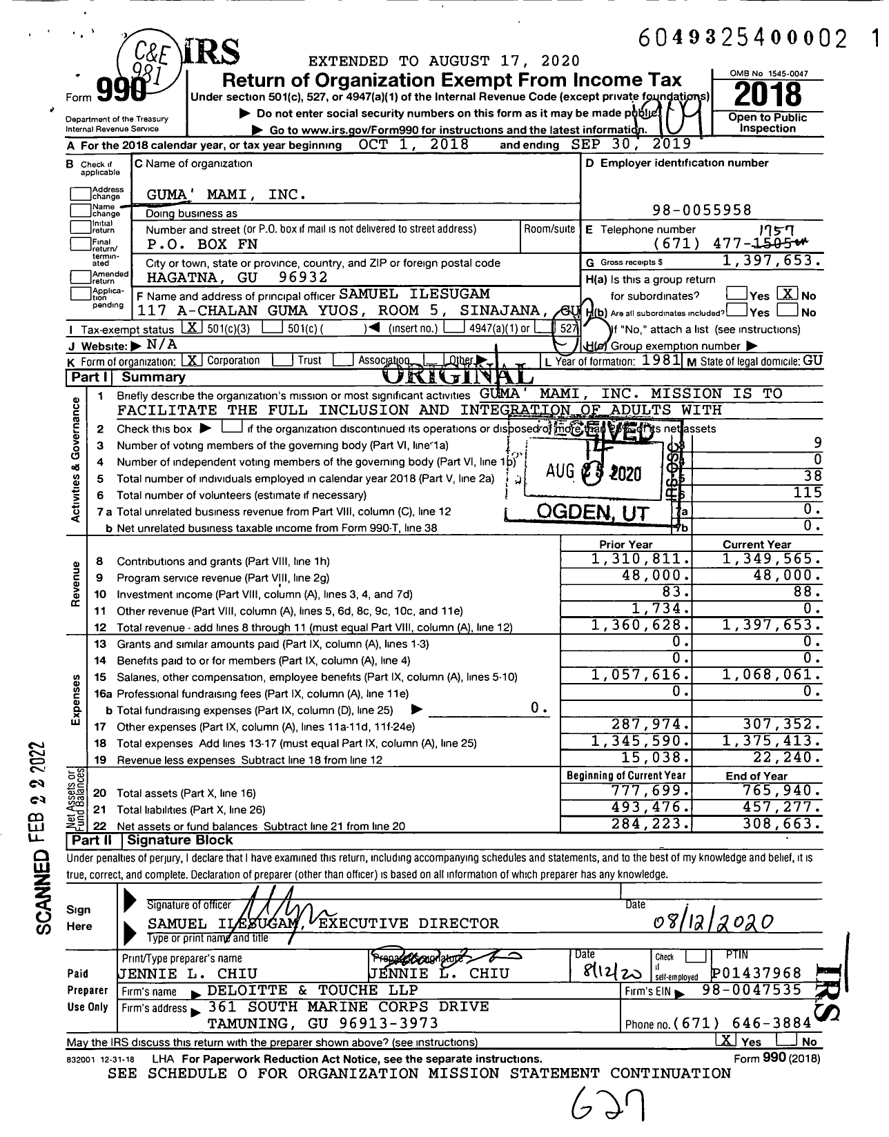 Image of first page of 2018 Form 990 for Guma' Mami