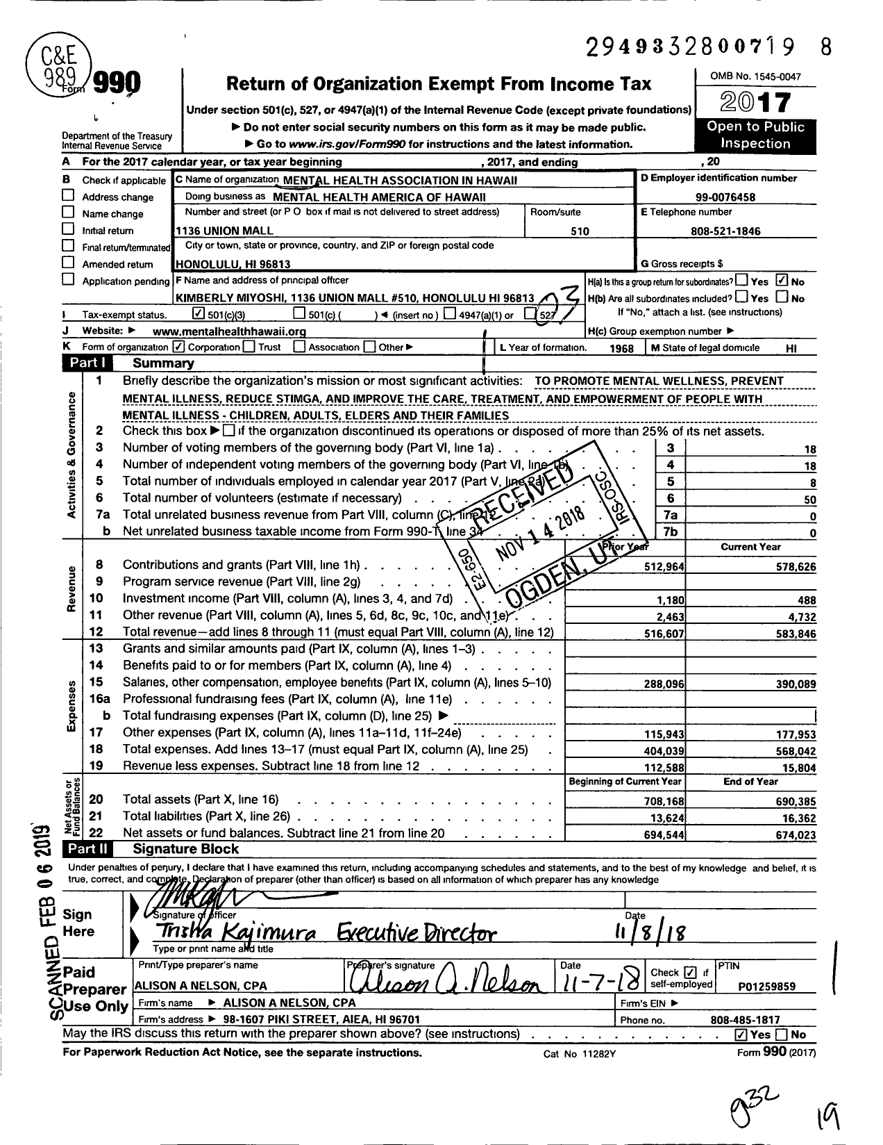 2017 Form 990 for Mental Health America of Hawaii | Cause IQ